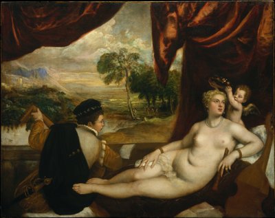 Venus und der Lautenspieler von Tiziano Vecelli